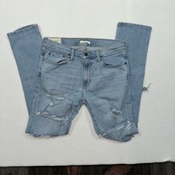 Abercrombie & Fitch Skinny Jeans Women’s 32/32 Distressed Stretch Ripped Y2K