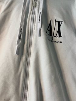 Armani Exchange White Zip-Up Hoodie