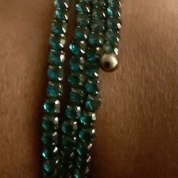 Unbranded 3 Row Turquoise Crystal Stretch Bracelet