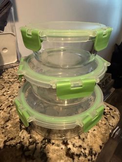 Round Glass Food Storage Containers Set of 3
