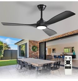 Depuley 52-Inch Ceiling Fan with Light: Black 3 Blade Outdoor Fans for Patios - Dimmable Indoor Fan with Remote Control Living Room Fandelier Ceiling 