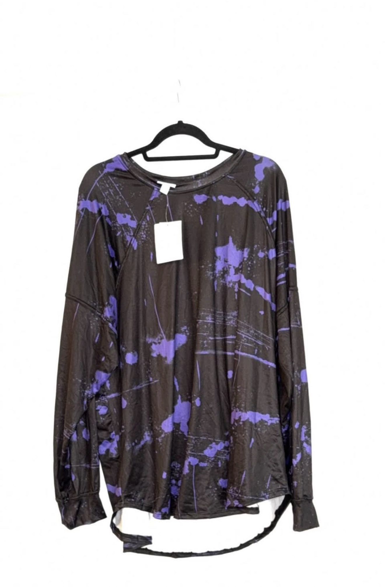 NWT Purple & Black LuLaRoe Erin Long Sleeve Raglan Top - Size 2XL