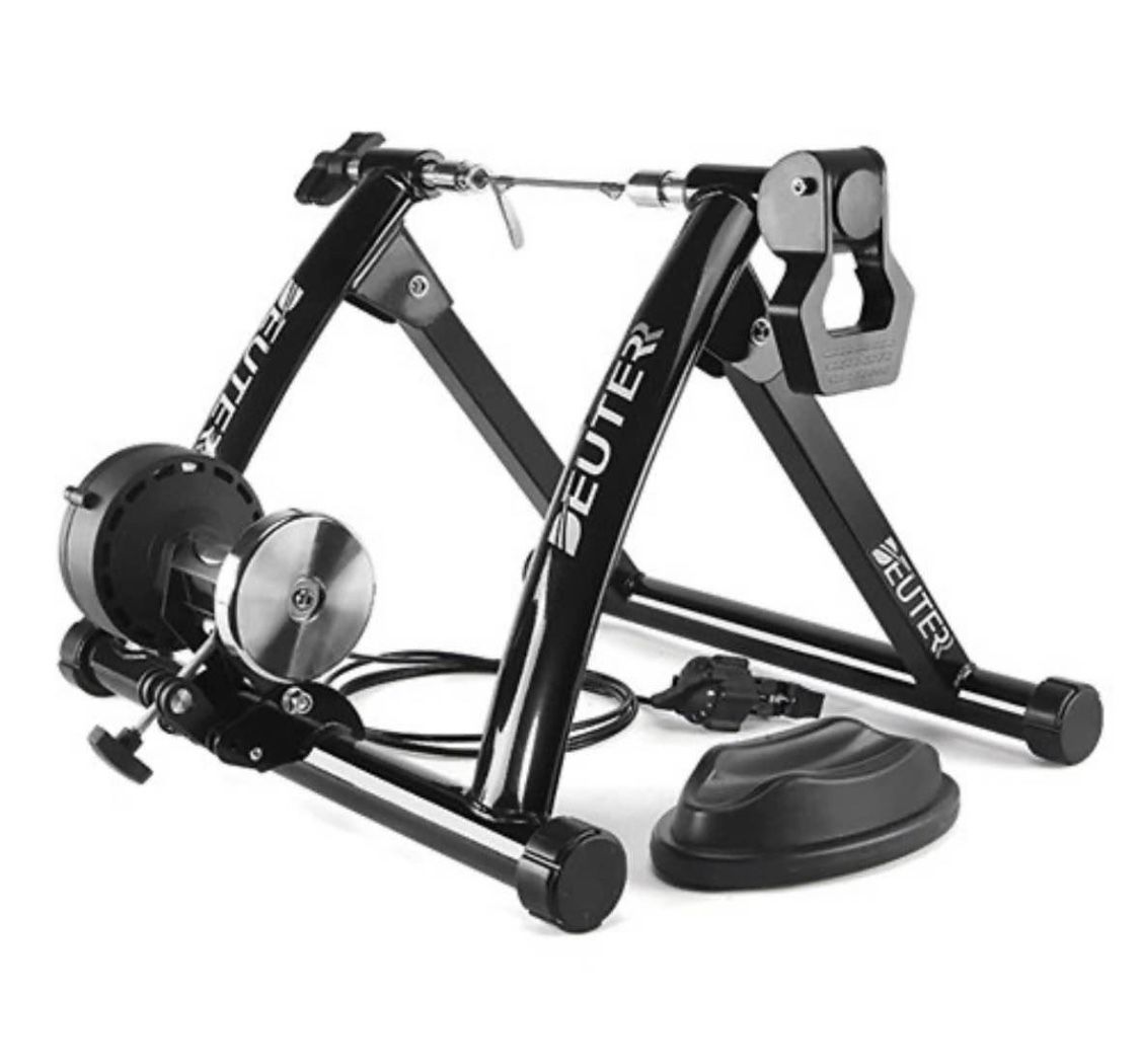Bike Trainer, Magnetic Bicycle Stationary Stand for Indoor Exercise Riding, 26-29" & 700C Wheels, Quick Release Skewer & Front Wheel Riser Block Inclu