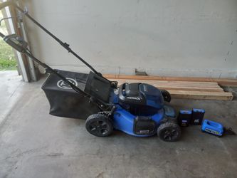 Kobalt 40 Volt Max Cordless, Brushless Lawnmower And Charger And Two New Batteries