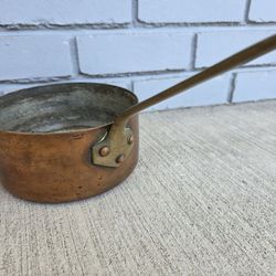 Vintage  French Copper Saucepan – 6.5” – Made in France – Brass Handle – Tin Lined