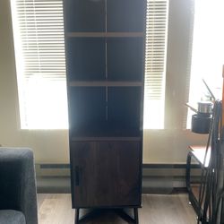 Sauder Canton Lane Bookcase with Door, L: 17.99" x W: 15.55" x H: 60.12", Brew Oak Finish