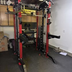 PRO SERIES Ultimate 3-1 Half Rack Functional Trainer w/Smith Machine Bar | 400lb Stack | Gym Equipment | Fitness | Commercial | Squat Rack 