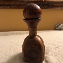 Leather Vine Decanter Made In Italy. Glass Covered In Genuine Leather