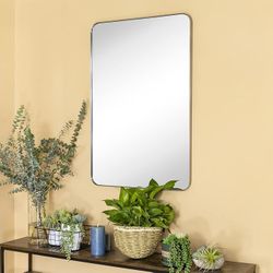 GRACTO 24x36'' Brushed Nickel Metal Framed Bathroom Mirror