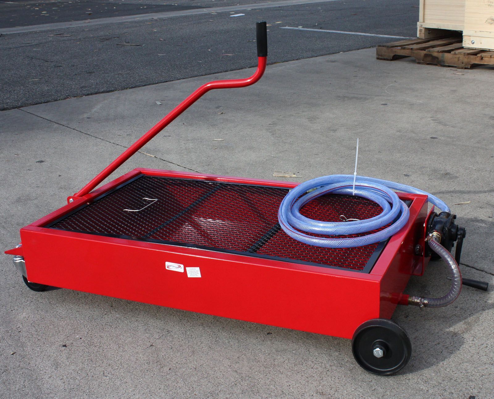17 Gallon Low Profile Oil Drain Steel Pan Dolly 4 Undercar Service w/Rotary Pump