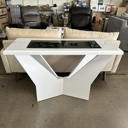 Ameena Contemporary Glass Top Sofa Table