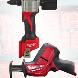 Milwaukee M12 Cordless Rivet Tool and M12 Brushless Cordless HACKZALL Reciprocating Saw (Tool-Only)