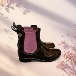 Super Cute Black & Pink Chelsea Rain Boots Size 37