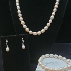 Soft Peach- Pink Fresh Water Pearls Set
