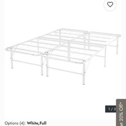 White metal full bed frame