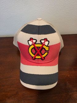 NHL Chicago Blackhawks Men's Cap Snapback Red Beige Hockey CCM Pro Ok'd New