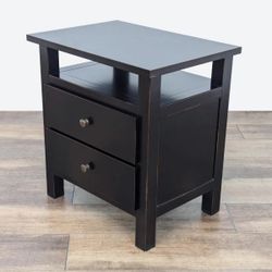 🤎 Crate & Barrel Brown Nightstand | 2 Drawers + Open Shelf 🤎