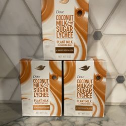 Dove Plant Based Cleansing Bar Soap for Dry Skin, Coconut Milk & Sugar Lychee, Sulfate Free, 5 oz 1 Count each. New