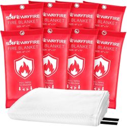 Safewayfire Emergency Fire Blanket - 8 Pack, 47'' x 47'' Fire Suppression Blanket for Kitchen, Firep