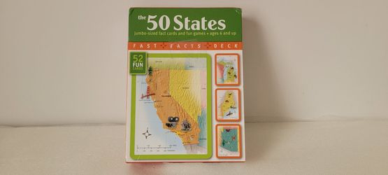 The 50 States Jumbo Sized Fact Cards & Fun Games COMPLETE 52 fun cards