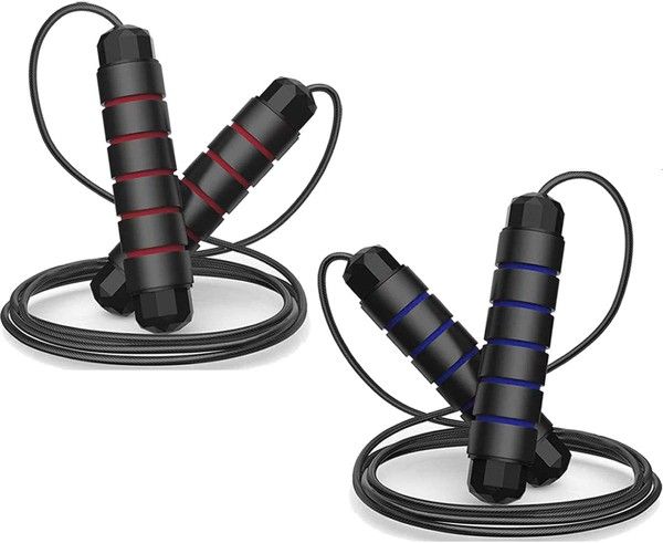 Cosmoplex Jump Rope Tangle-Free with Ball Bearings Rapid Speed Skipping Rope Cable, Adjustable Jumping Ropes with 6" Memory Foam Handles for Aerobic E
