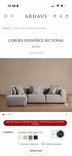 Arhaus Coburn 4 Piece Sectional Sofa (Deep and Wide)