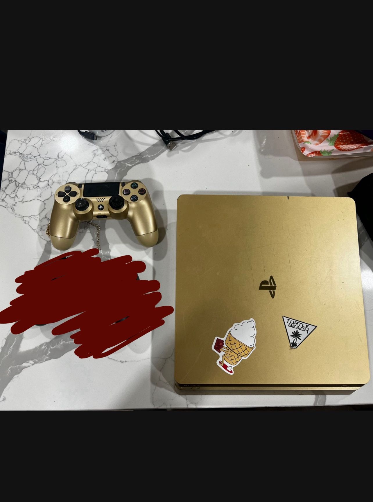 Gold PS4 Slim , Comes With A Controller.