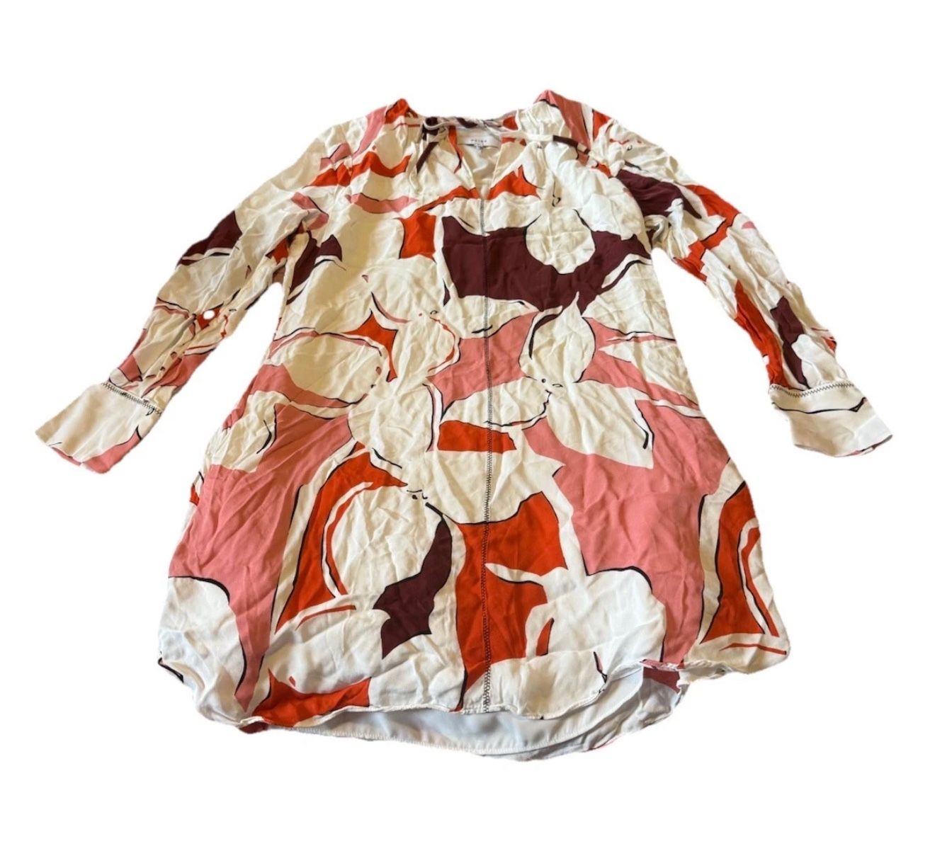 Reiss Midi Dress Women 8 Pink Tie Cream Zipper Red