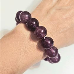 Purple Stones Beads Bead Stretchy Bracelet Women's Gift