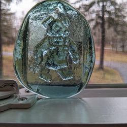 Teal Glass Teddy Bear Sun Catcher