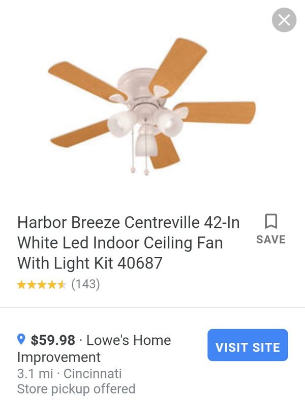 Harbor Breeze Centreville 42 In White Indoor Flush Mount Ceiling