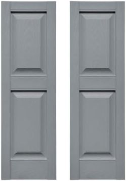 14.75 in. W x 44 in. H Builders Edge, Standard Two Equal Panels, Raised Panel Shutters, Includes Matching Installation Spikes (Per Pair), 945 - Platin