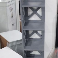 5   Gray Shelf Corner Bookcase Or Plant Stand (New)