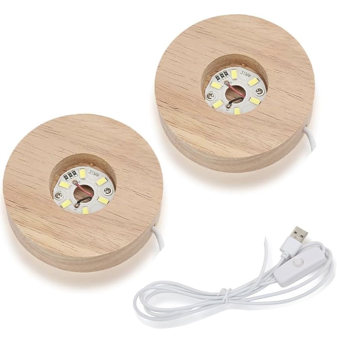 2-Pack Wooden LED Display Base