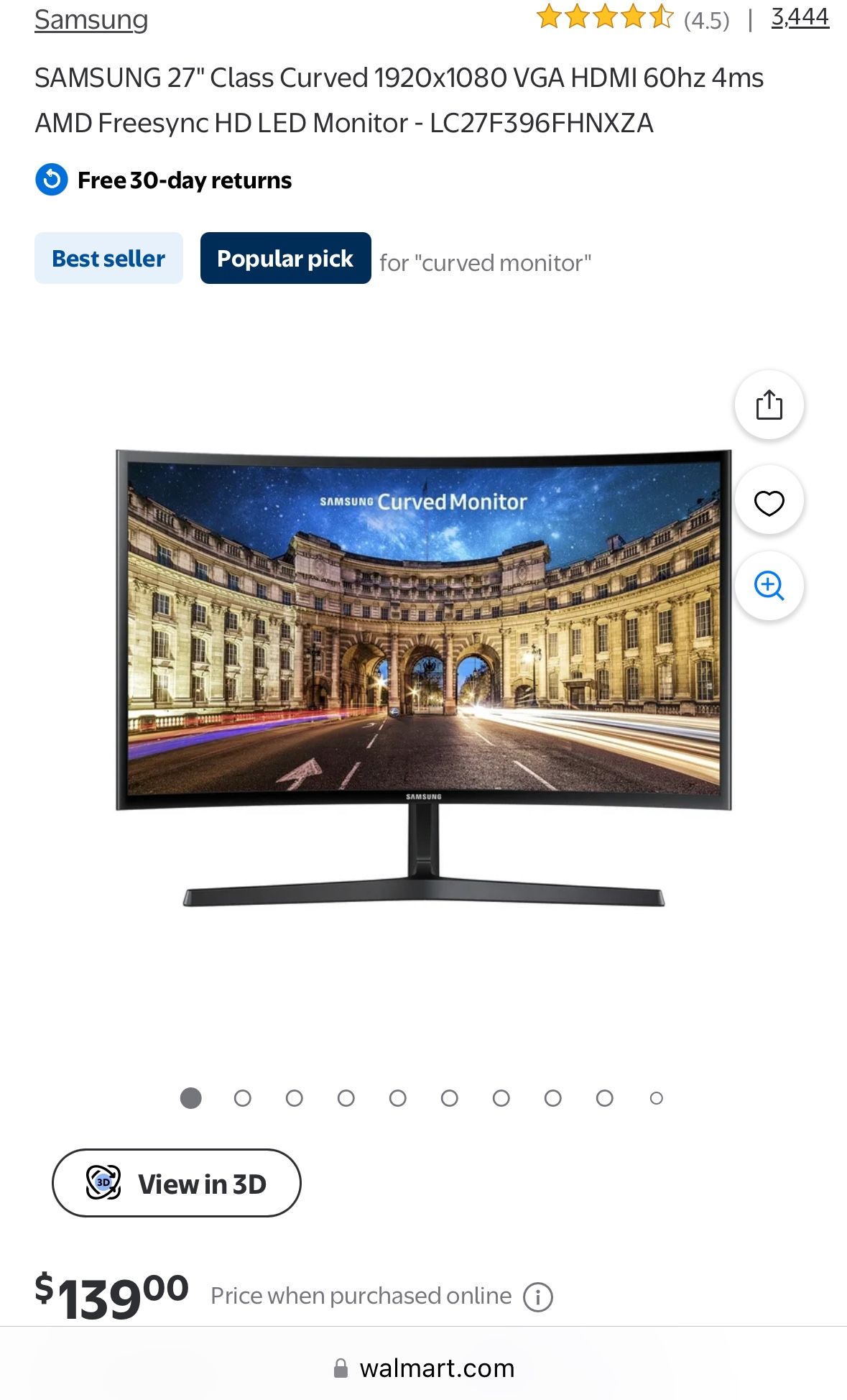 Samsung C27F398FWN 27” Curved Monitor