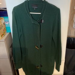 Cynthia Rowley Size Large, Women’s Forest Green Long Duster Cardigan Sweater