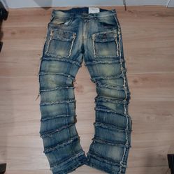 Washed blue stacked jeans