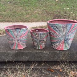 3 Large Flower Pots