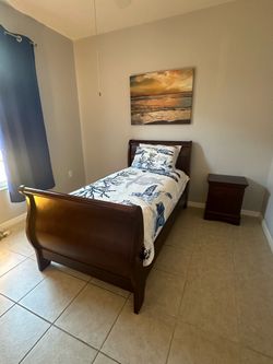 Twin Bed, Mattress , Box spring and Matching nightstand