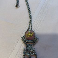 CATS-EYE STONE METAL NECKLACE