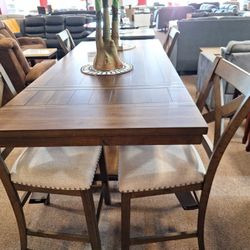 Counter Height Dining Extensión Table 4 Chairs