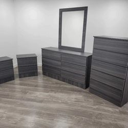 Dresser Whit Mirror , Chest And 2 Nightstands - Cómoda Con Espejo , Gavetero Y 2 Mesitas De Noche 
