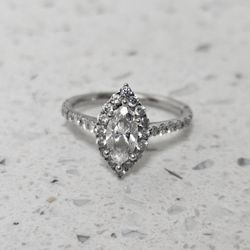 Diamond Ring 14k White Gold Size 5