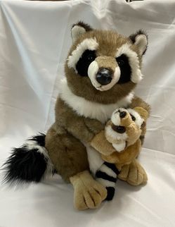 NEW! Large  Raccoon Plush Stuffed Animal with Baby