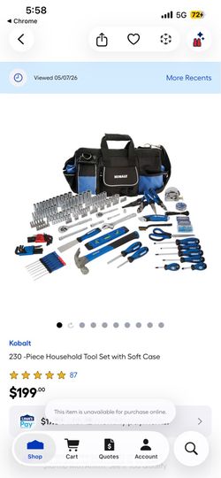 Kobalt 230 -Piece Household Tool Set with Soft Case