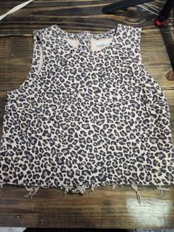 Abercrombie & Fitch Leopard Print Denim Crop Top Size Small