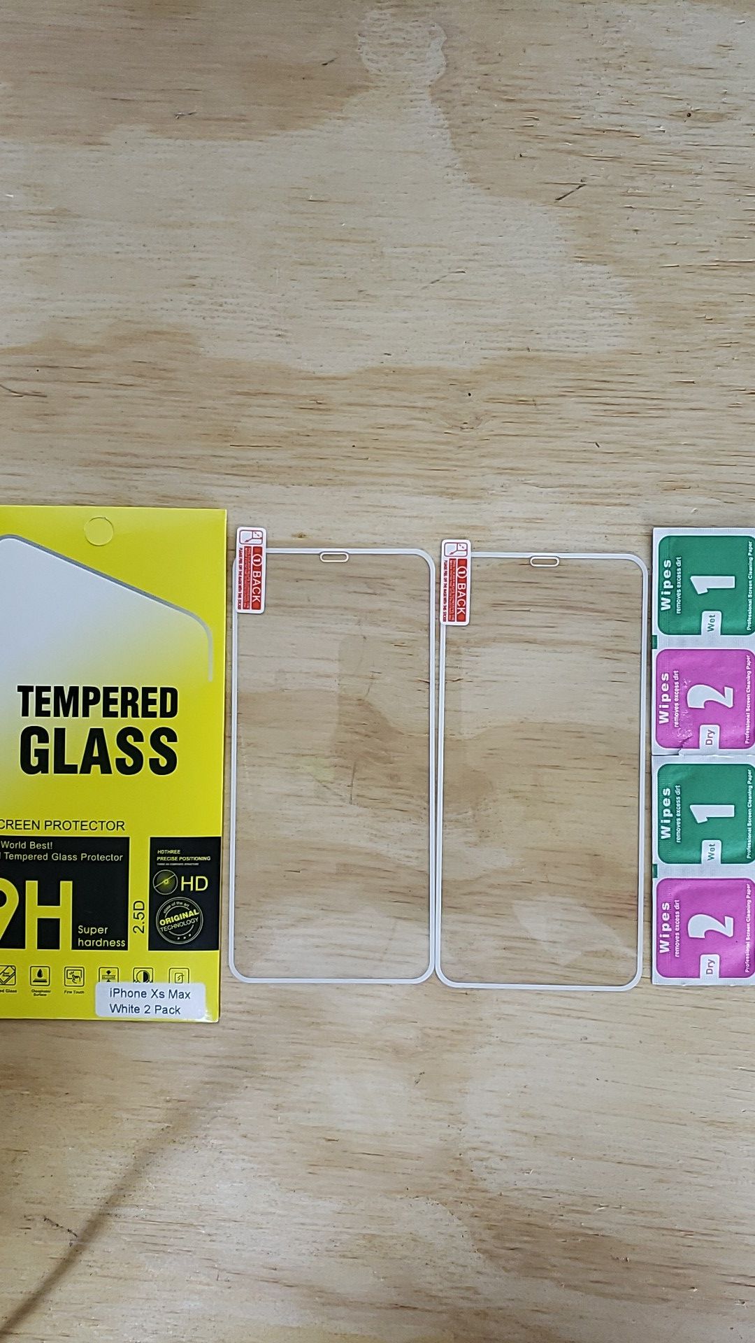 2 Pack IPhone Xs Max Protective Film Tempered Glass Screen Color White