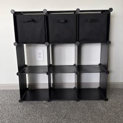 9 Cube Storage Organizer With 3 Bins -  Black