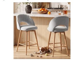 Swivel Bar Stools Set of 2, Counter Height Barstools for Kitchen Island, 26"
