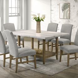Lola10 Genuine Marble Dining Table 6 Chair ❤️